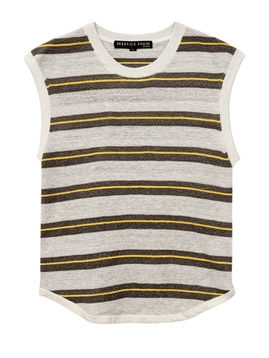 Veronica Beard Tops - Veronica Beard White Knit Sleeveless Tank with Gray and Yellow Stripes